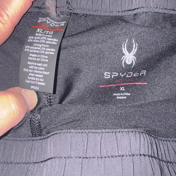 Spyder Athletic Shorts w/ Built-In Biker Shorts Elastic Waist, Pockets Size XL - Picture 4 of 7